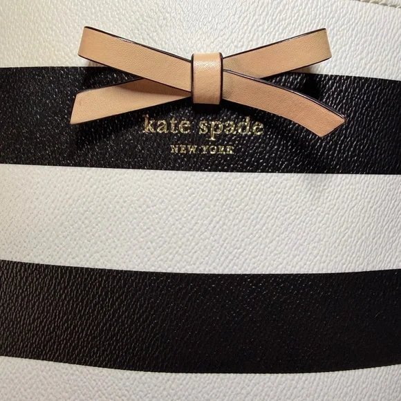 NWOT Kate Spade Boutique Striped Saffiano Leather Bow Tote Authentic Retail Line - Picture 2 of 8